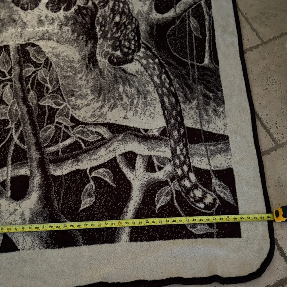 Vintage San Marcos Leopard on Tree Blanket Gently Loved 87”x54” Reversible - Picture 4 of 13